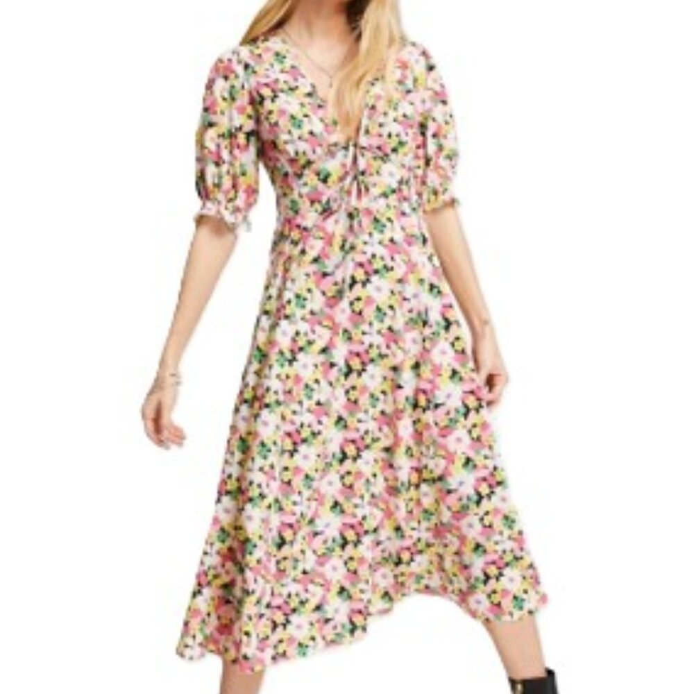 Asos Design Floral Tie Front Dress - Sz 14